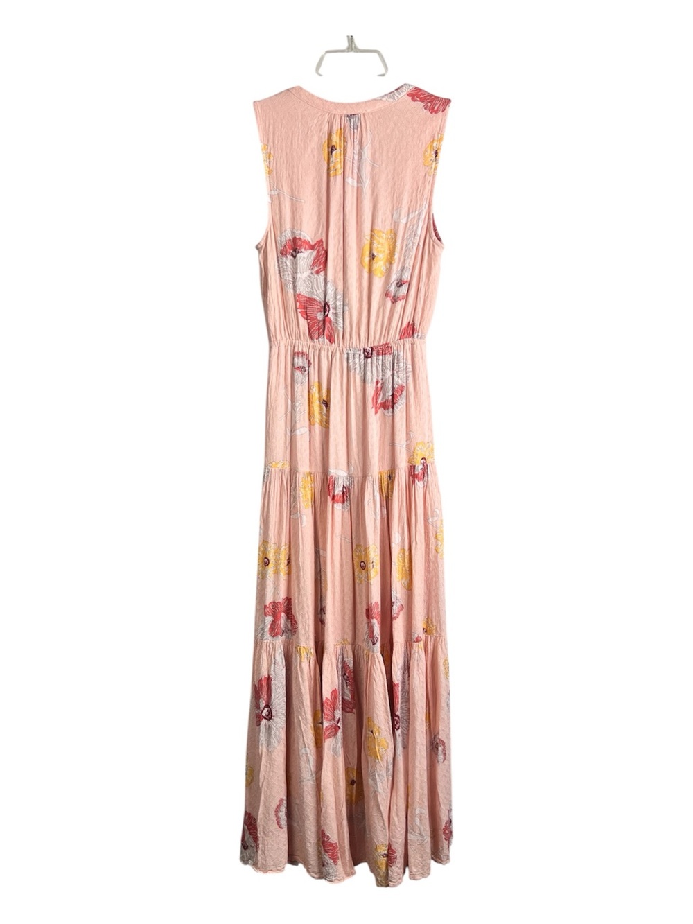 D2R PinK/Peach Floral Maxi Split V-Neck Multi-Tiered Dress Boho Style SZ XS - Picture 5 of 10
